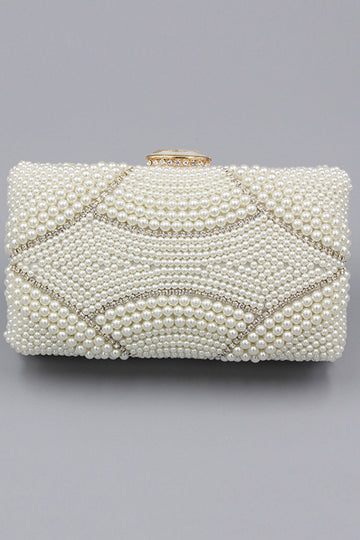 Ivory Beaded Pearls Party Clutch